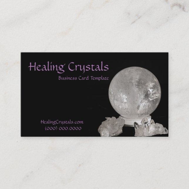 Crystal Ball Healing Crystals Business Card (Front)