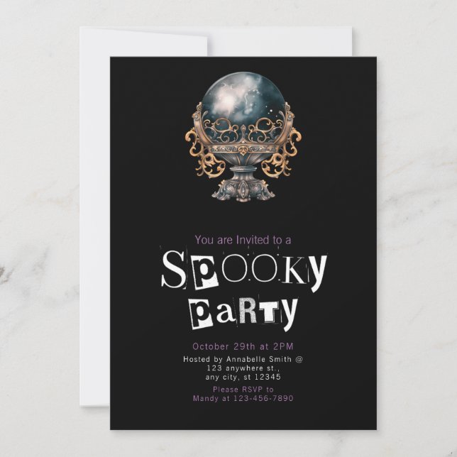 Crystal Ball Minimalist Halloween Party Invitation (Front)