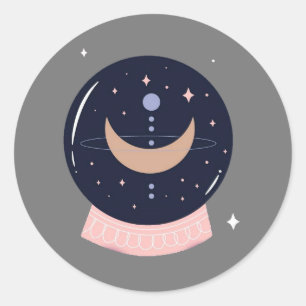Crystal ball mystical psychic classic round sticker