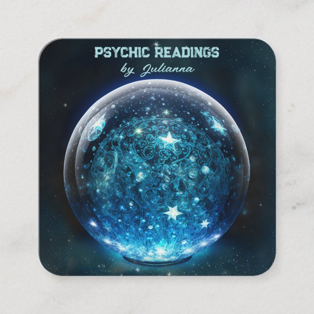 Crystal Ball Psychic Medium Tarot Reader Square Business Card (Front)