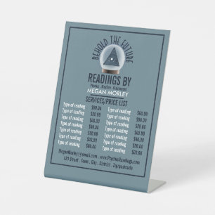 Crystal Ball, Psychic Reading Price List Pedestal Sign