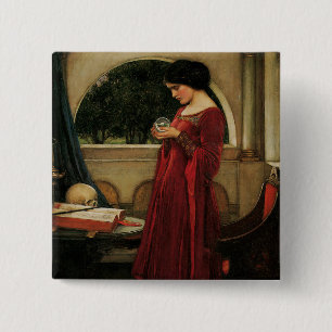 Crystal Ball Woman Waterhouse Painting 15 Cm Square Badge