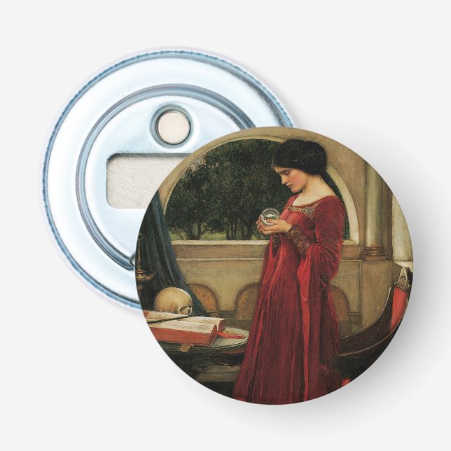 Crystal Ball Woman Waterhouse Painting Bottle Opener (Front)
