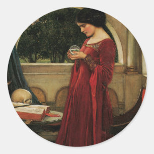 Crystal Ball Woman Waterhouse Painting Classic Round Sticker