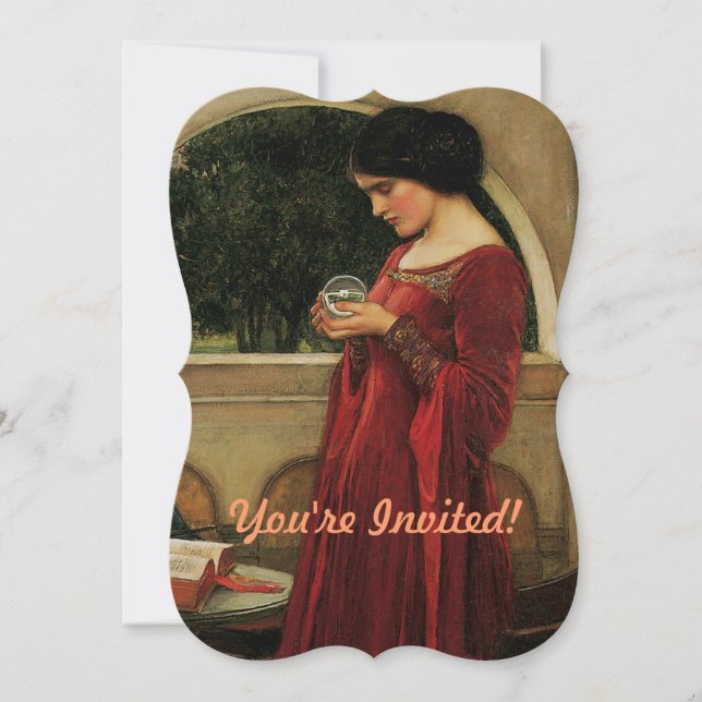 Crystal Ball Woman Waterhouse Painting Invitation (Front)
