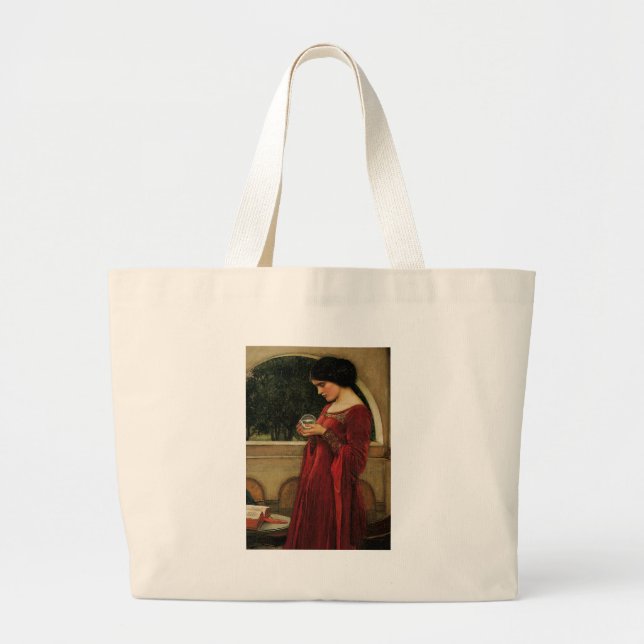 Crystal Ball Woman Waterhouse Painting Large Tote Bag (Front)