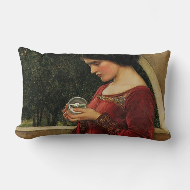 Crystal Ball Woman Waterhouse Painting Lumbar Cushion (Front)