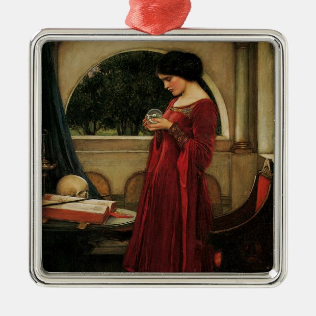 Crystal Ball Woman Waterhouse Painting Metal Tree Decoration (Front)