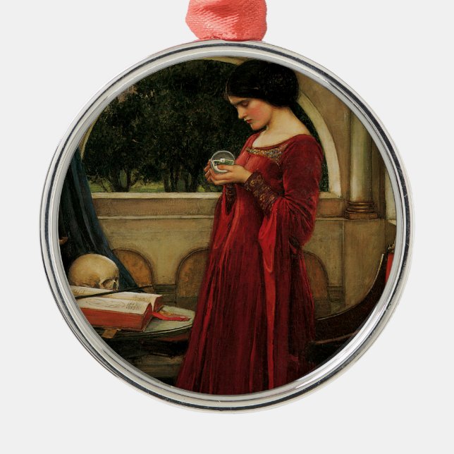 Crystal Ball Woman Waterhouse Painting Metal Tree Decoration (Front)