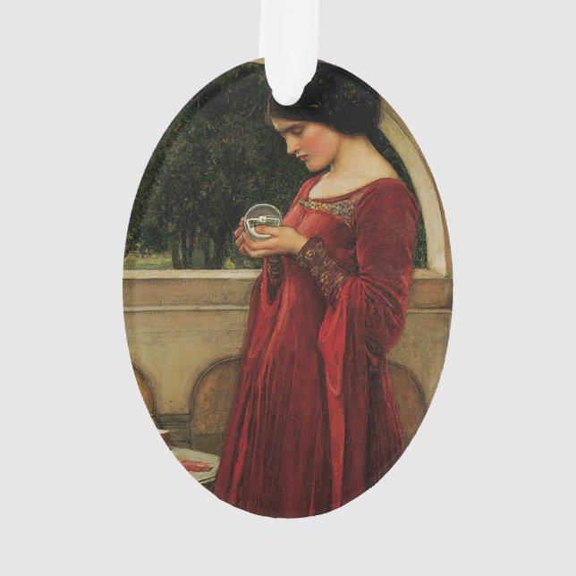 Crystal Ball Woman Waterhouse Painting Ornament (Back)