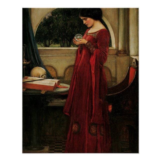 Crystal Ball Woman Waterhouse Painting Poster (Front)