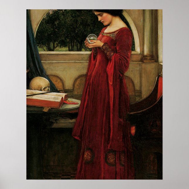 Crystal Ball Woman Waterhouse Painting Poster (Front)