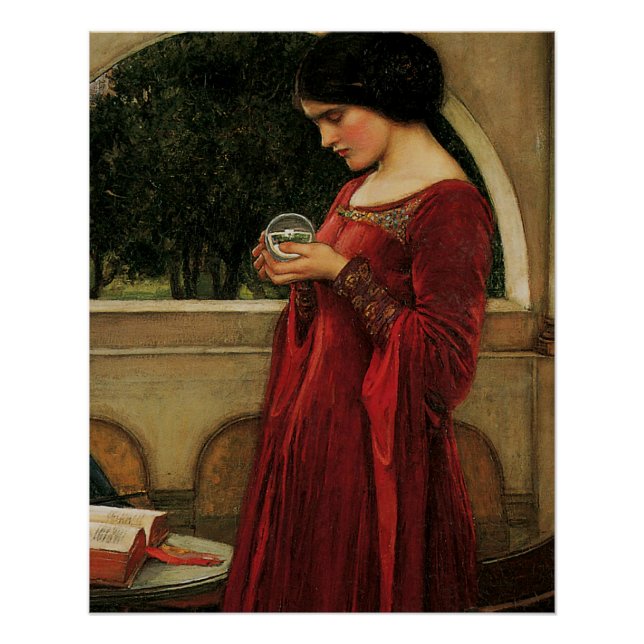 Crystal Ball Woman Waterhouse Painting Poster (Front)