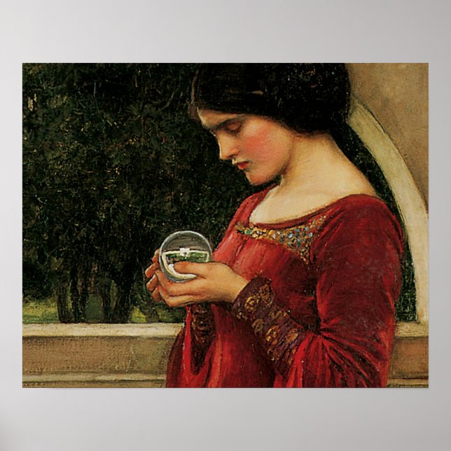 Crystal Ball Woman Waterhouse Painting Poster (Front)