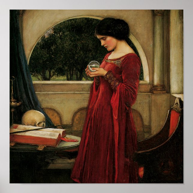 Crystal Ball Woman Waterhouse Painting Poster (Front)