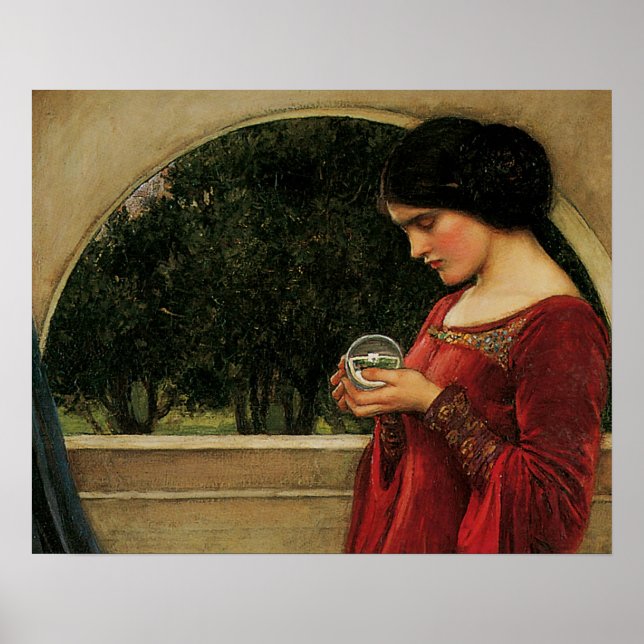 Crystal Ball Woman Waterhouse Painting Poster (Front)
