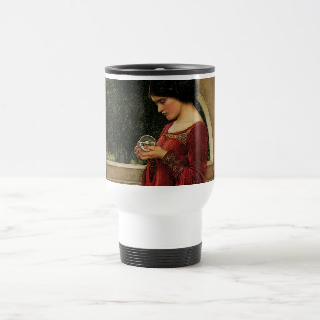Crystal Ball Woman Waterhouse Painting Travel Mug (Center)