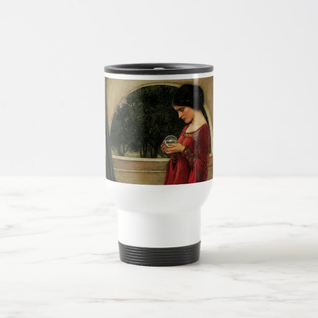 Crystal Ball Woman Waterhouse Painting Travel Mug (Center)