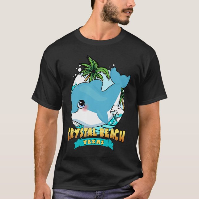 CRYSTAL BEACH TEXAS Cute Baby Dolphin Beach Souven T-Shirt (Front)