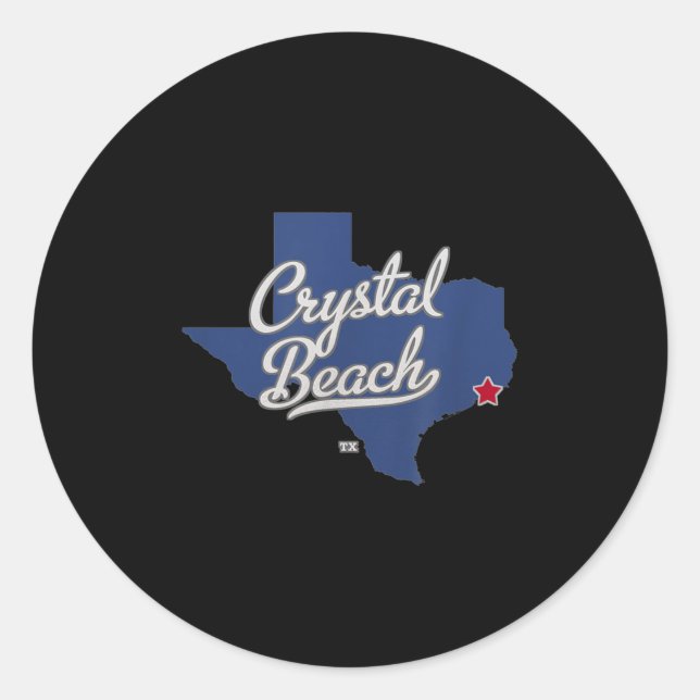 Crystal Beach Texas Tx Map  Classic Round Sticker (Front)