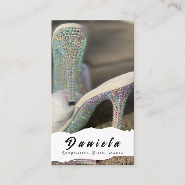 Crystal Bikini Fitness Competition Shoes Women  Business Card (Front)