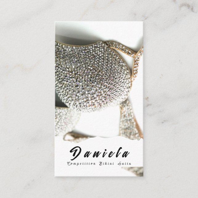 Crystal Bikini Fitness Competition Suits Women Bus Business Card (Front)