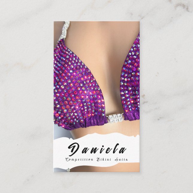 Crystal Bikini Fitness Competition Suits Women Bus Business Card (Front)