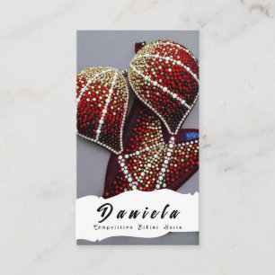 Crystal Bikini Fitness Competition Suits Women Bus Business Card