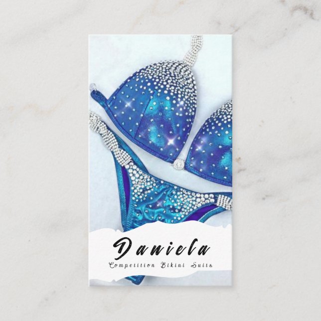 Crystal Bikini Fitness Competition Suits Women Business Card (Front)