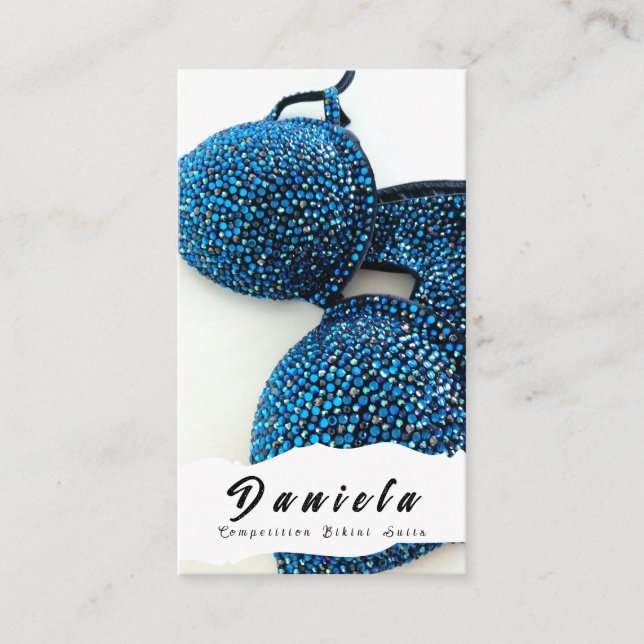 Crystal Bikini Fitness Competition Suits Women Business Card (Front)