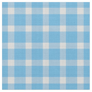 Crystal Blue and White Gingham Plaid  Fabric