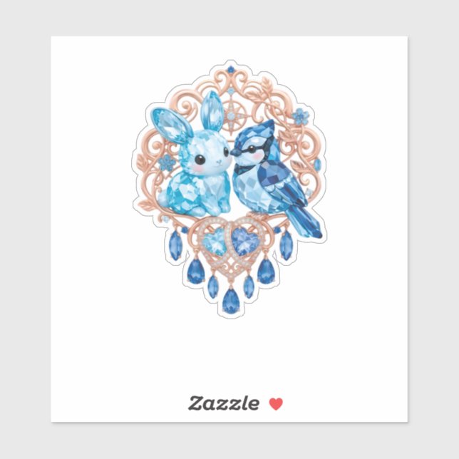 Crystal Blue Bunny and Blue Jay Heart (Sheet)