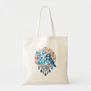 Crystal Blue Bunny and Blue Jay Heart Tote Bag
