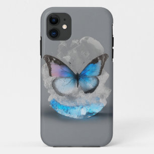 Crystal Blue Butterfly Mobile Case