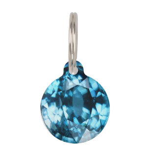 Crystal Blue Gemstone Zircon December Birthstone Pet Tag
