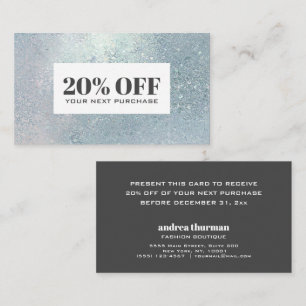 Crystal Blue glass pearl discount Coupon Card