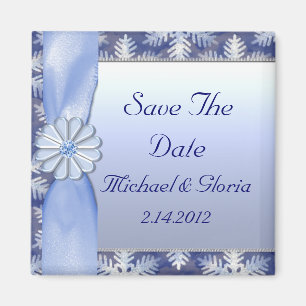Crystal Blue Snowflake Celebration Magnet