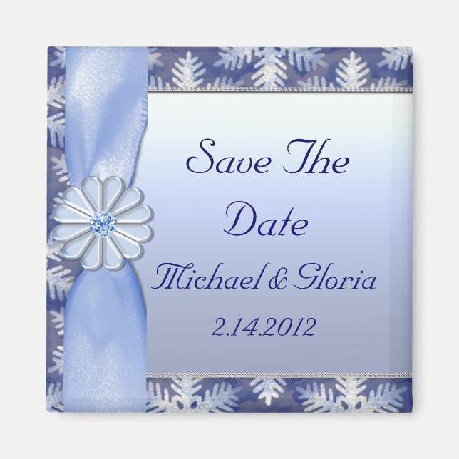 Crystal Blue Snowflake Celebration Magnet (Front)