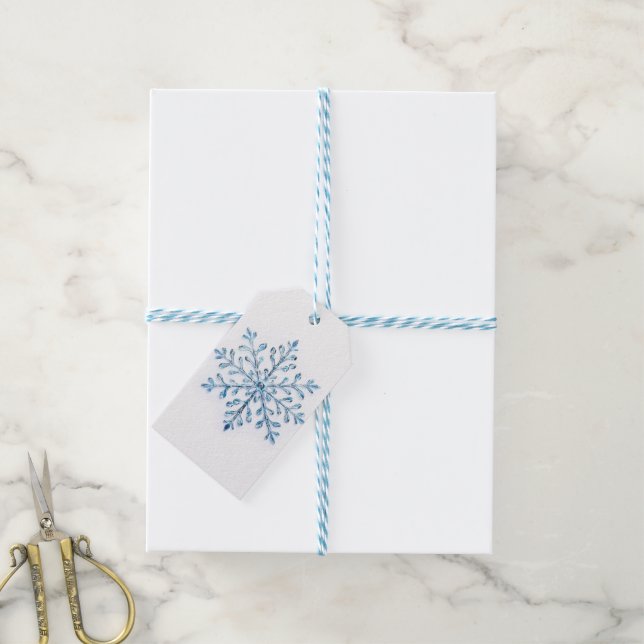 crystal blue snowflake  design gift tags (With Twine)