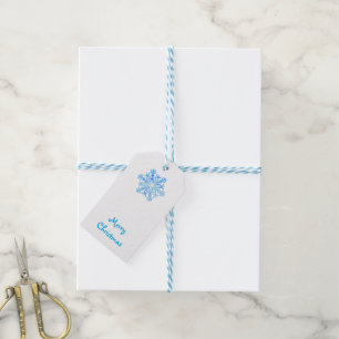 crystal blue snowflake design gift tags