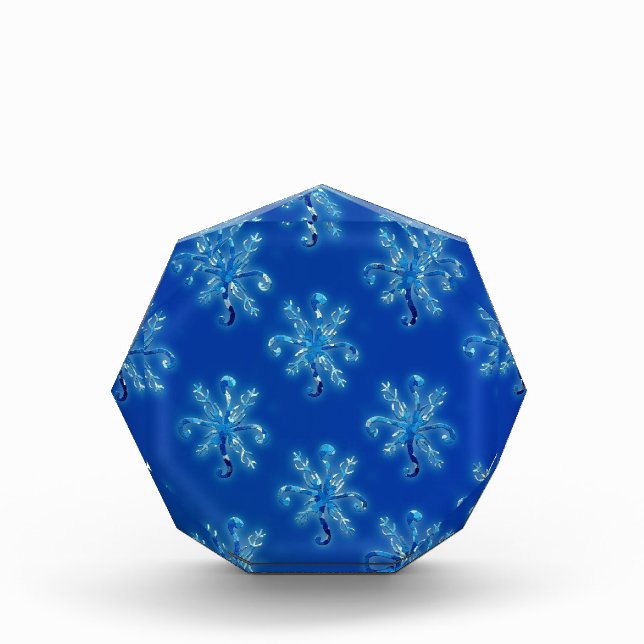 Crystal Blue Snowflakes Photo Block (Front)