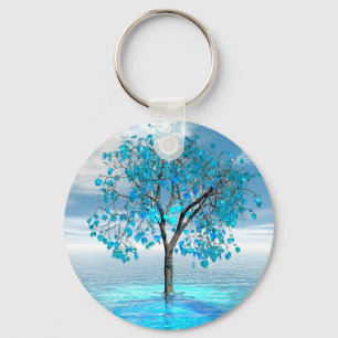 Crystal Blue Tree Keychain
