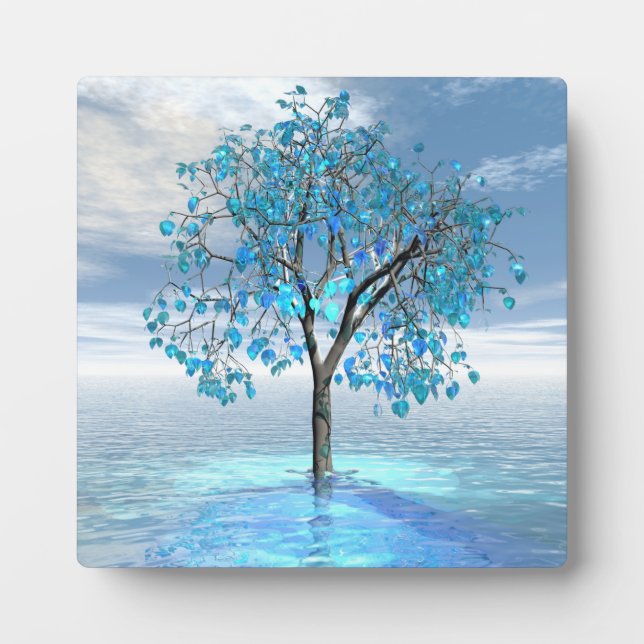 Crystal Blue Tree Plaque (Front)