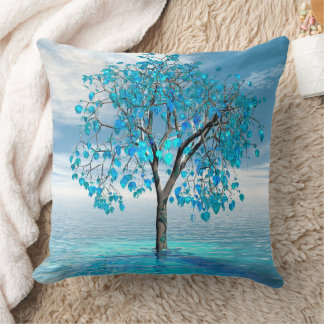 Crystal Blue Tree Throw Pillow