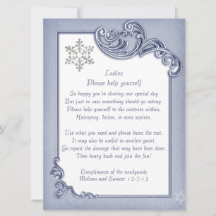 Crystal Blue Winter Frame Wedding Basket Sign