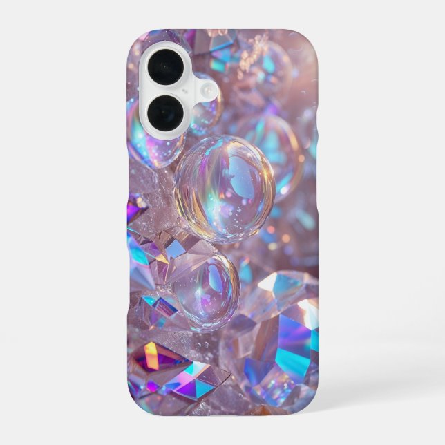 Crystal Bubble Sparkle iPhone 16 Case (Back)