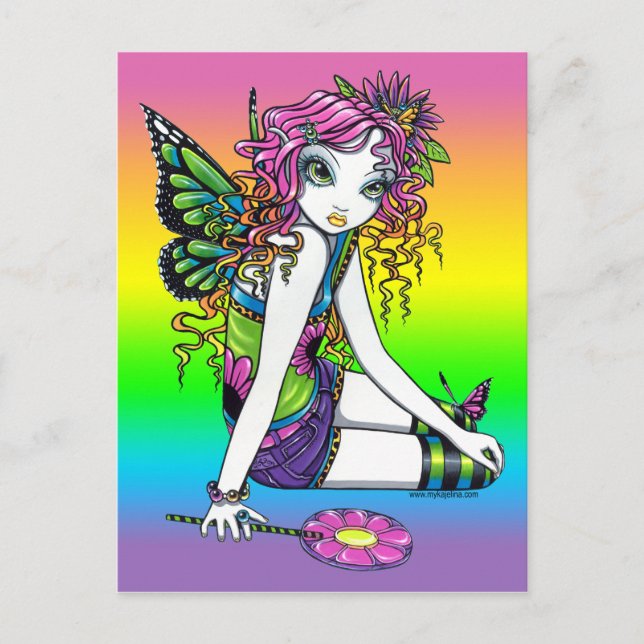 "Crystal" Candy Rainbow Butterfly Fairy Postcard (Front)