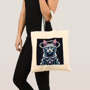 Crystal Cat Geometric Vector Art  Tote Bag