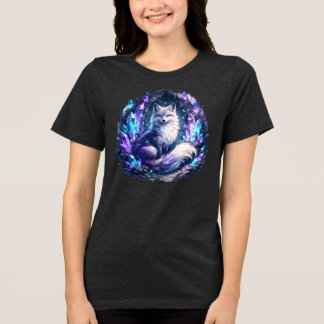 Crystal Cave Fox Fantasy Gemstone Magical Animal A Tri-Blend Shirt