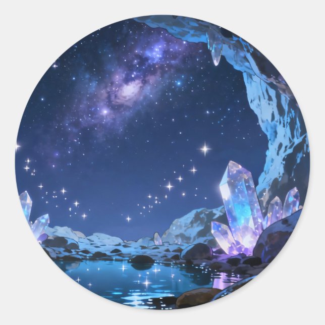 Crystal Cave Night Sky Round Sticker (Front)